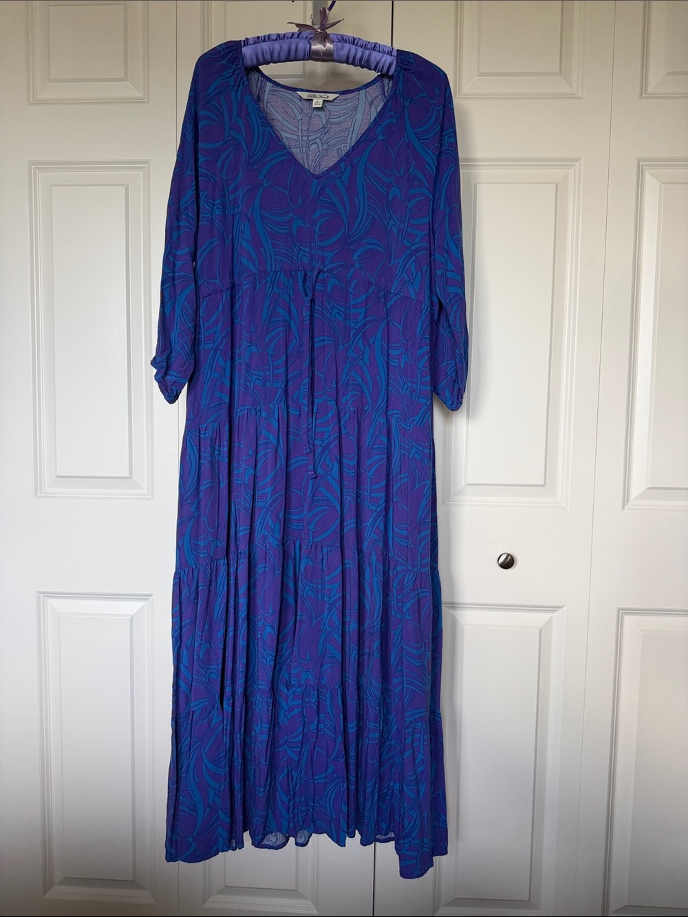 The Pioneer Woman Blue and Purple V-Neck Tiered Maxi Dress